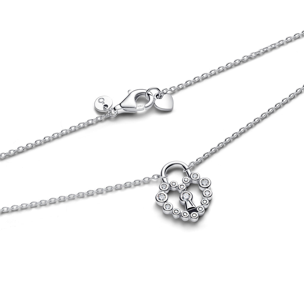 Pandora Necklace Featuring Sparkling Heart Padlock