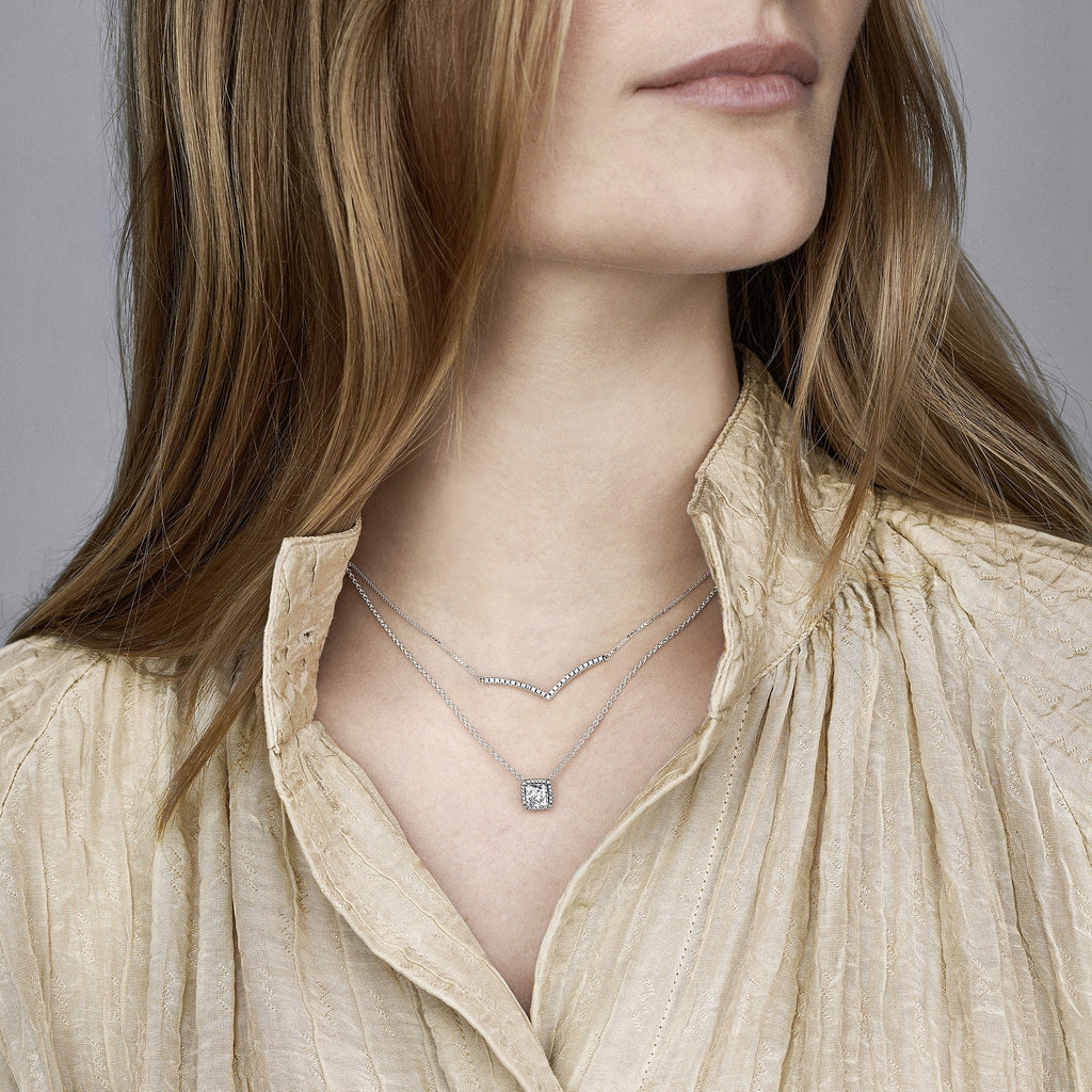 Pandora Square Sparkle Halo Necklace