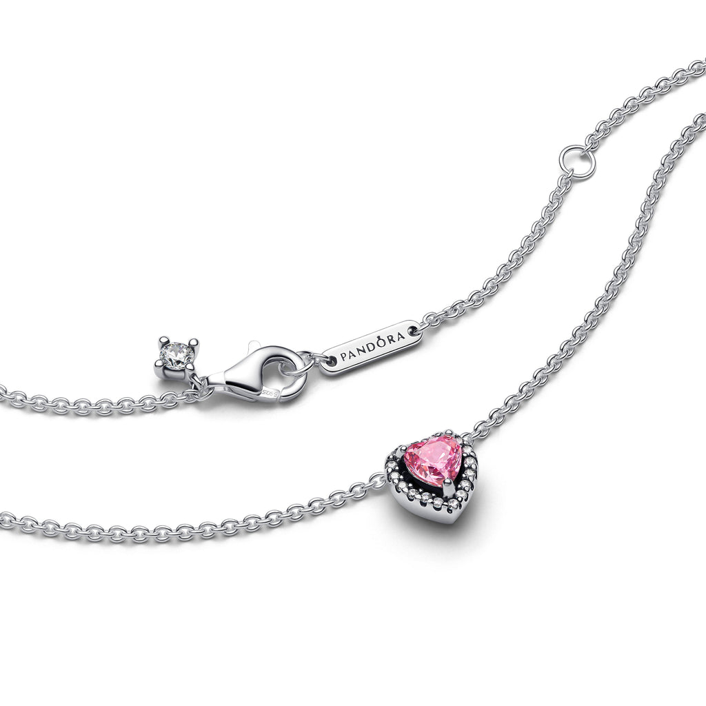 Pandora Necklace Featuring Pink Elevated Heart