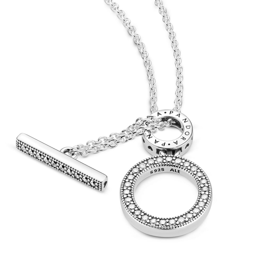 Pandora Double Hoop T-bar Necklace