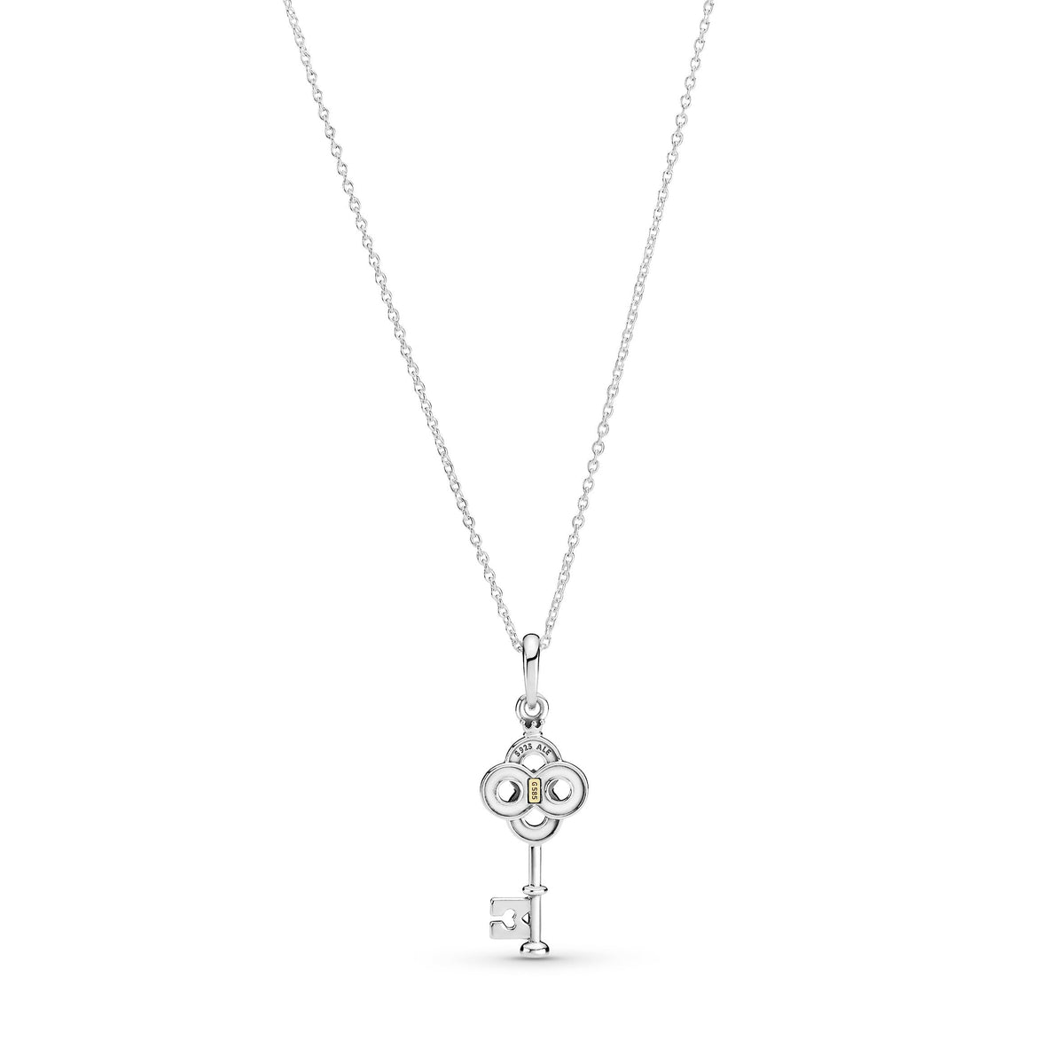 Pandora Necklace Featuring Two-tone Key & Flower