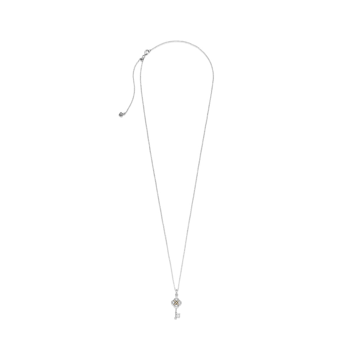 Pandora Necklace Featuring Two-tone Key & Flower