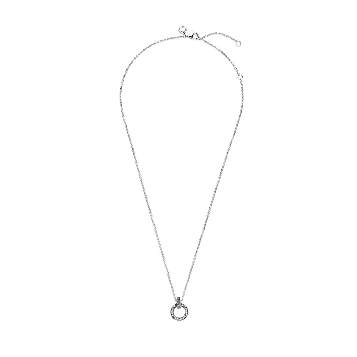 Pandora Necklace Featuring Double Circle Pendant &