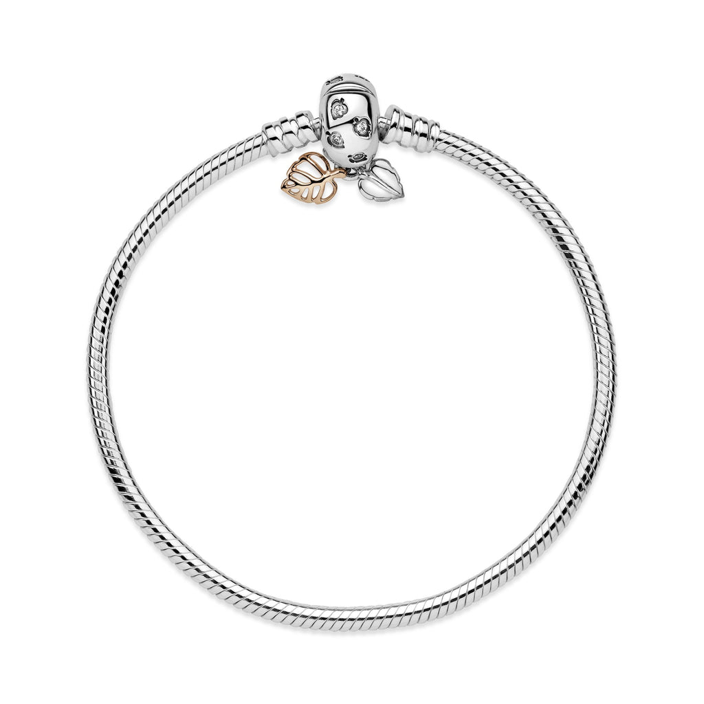 Pandora Bracelet Featuring Moments Leaves & Snake Chain