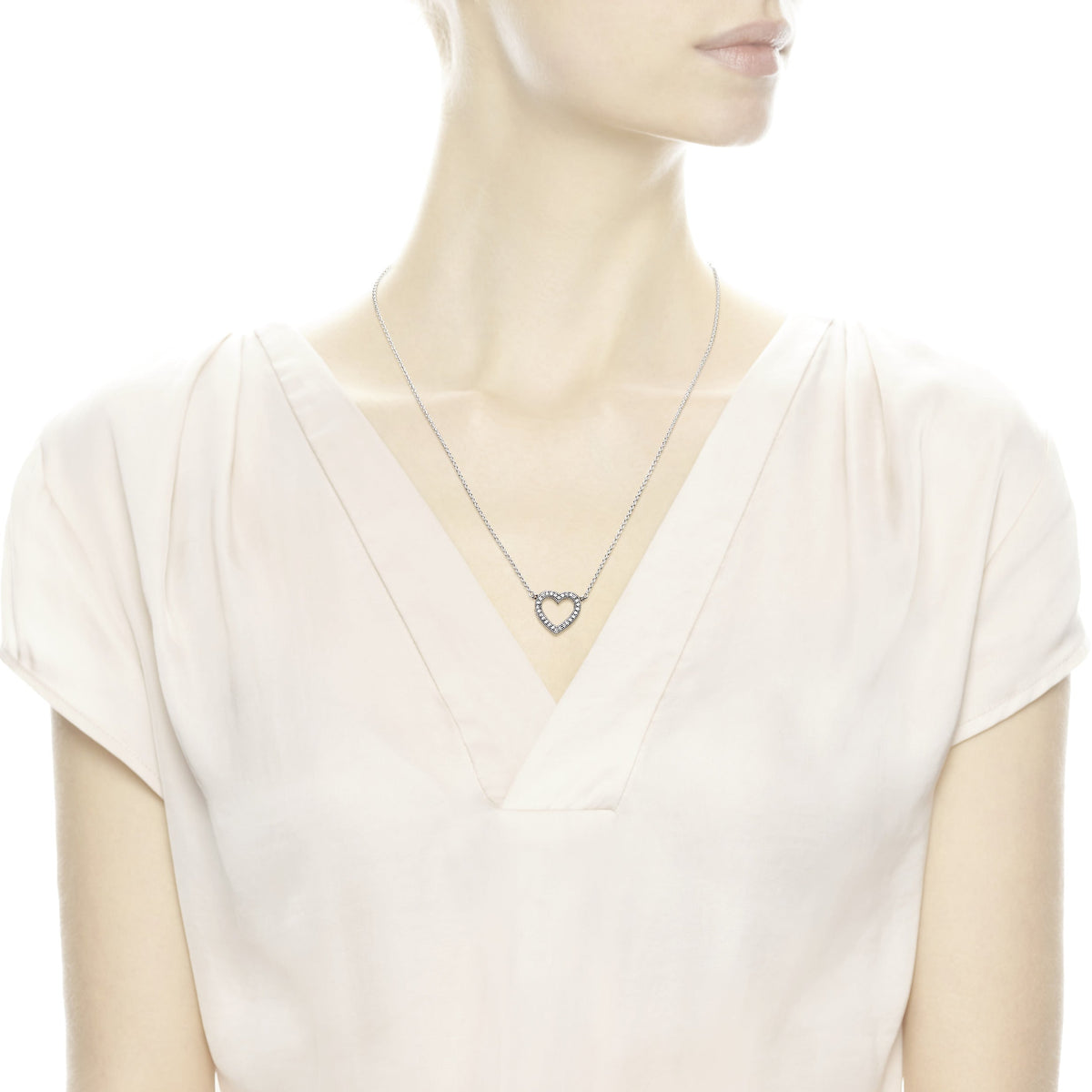 Pandora Sparkling Open Heart Necklace