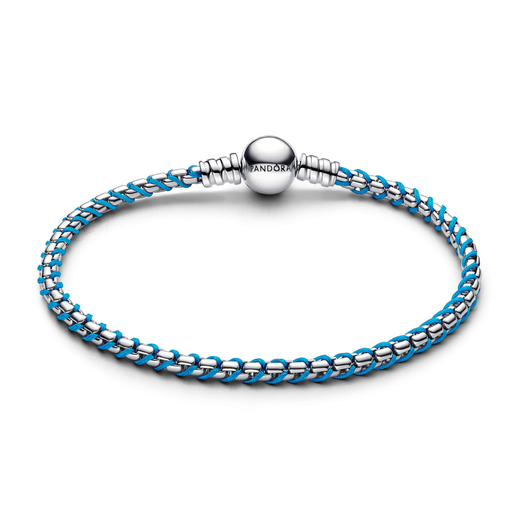 Pandora Bracelet Featuring Blue Cord Snake Chain