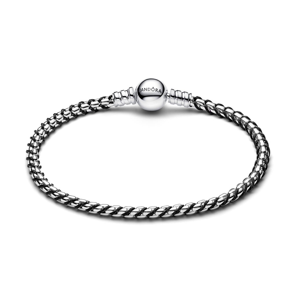 Pandora Bracelet Featuring Black Cord Box Chain