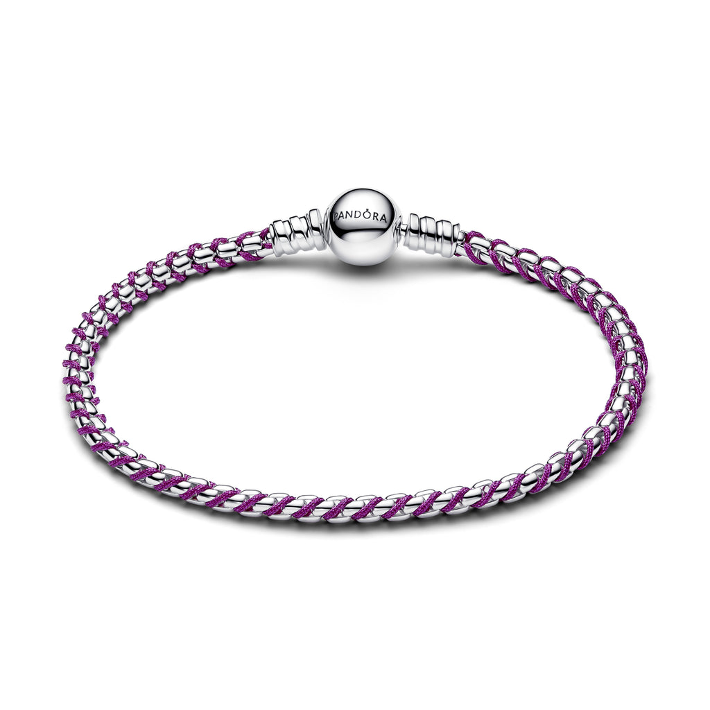 Pandora Bracelet Featuring Purple Cord Box Chain