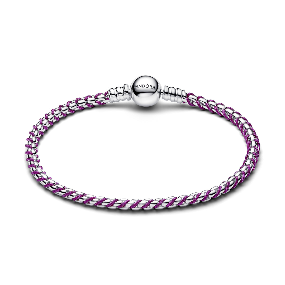 Pandora Bracelet Featuring Purple Cord Box Chain