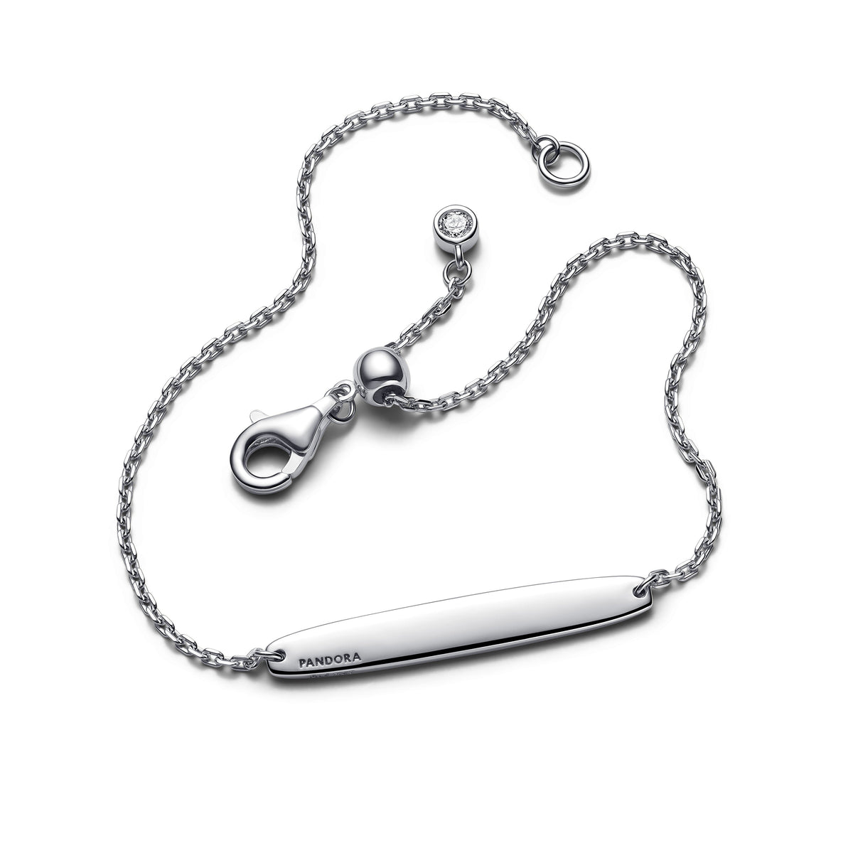 Pandora Bracelet Featuring Engravable Bar Chain
