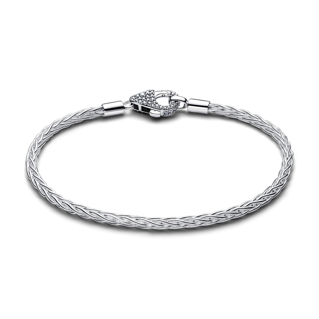 Pandora Bracelet Featuring Pavé Clasp Foxtail Chain Charm