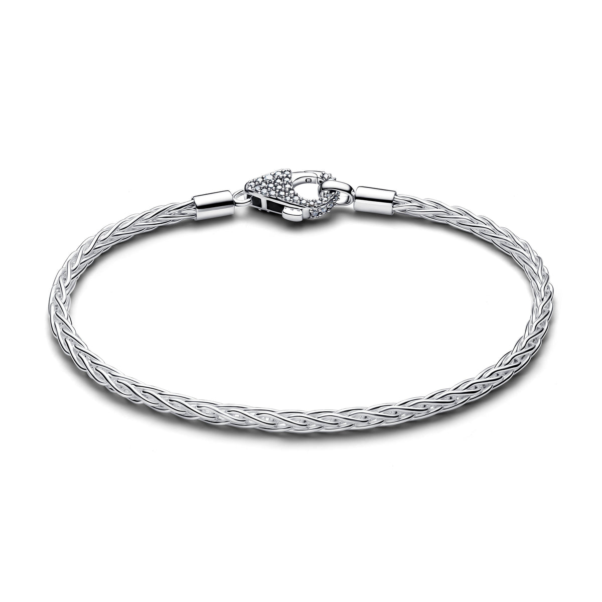 Pandora Pavé Clasp Foxtail Chain Charm Bracelet