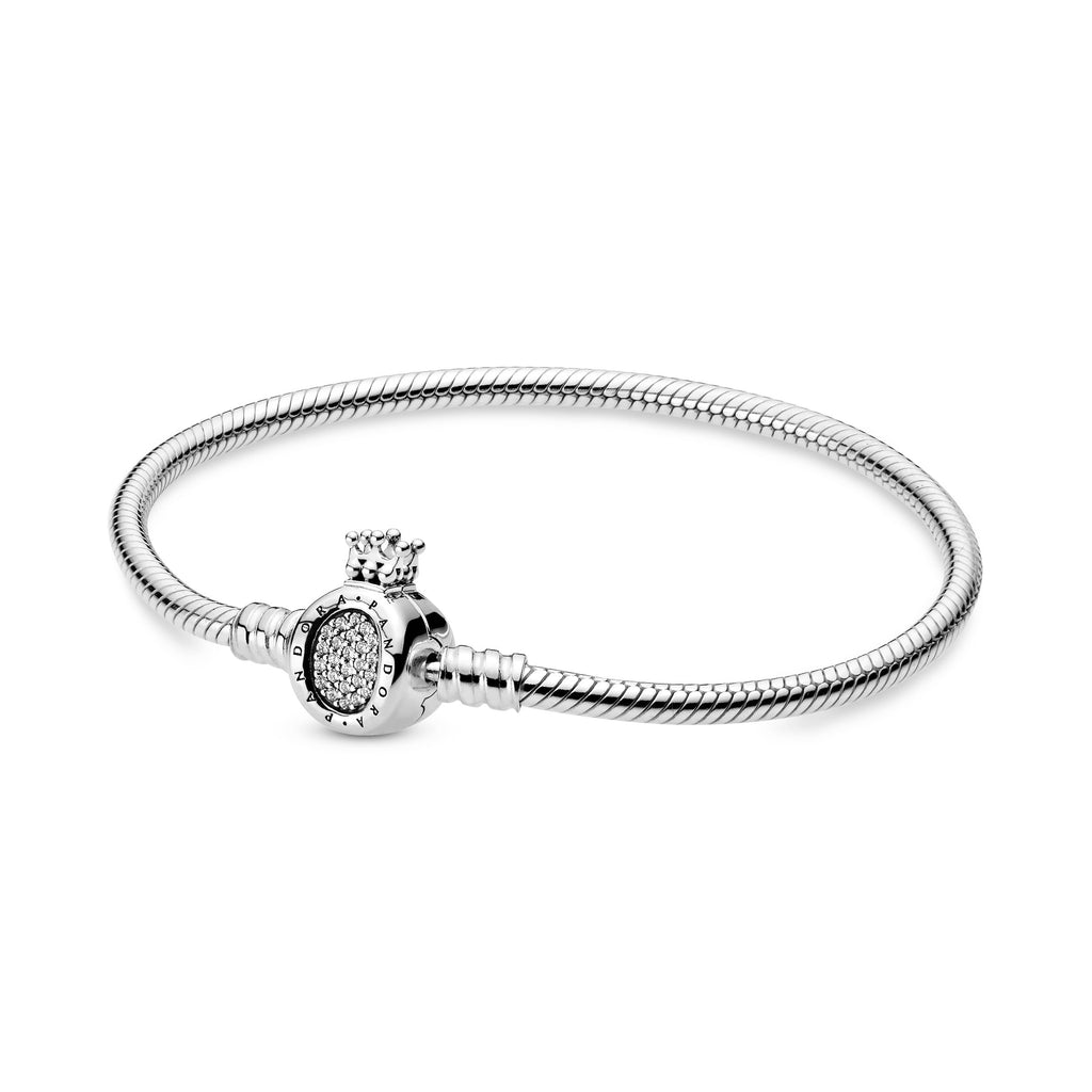 Pandora Bracelet Featuring Moments Crown O Clasp Snake Chain