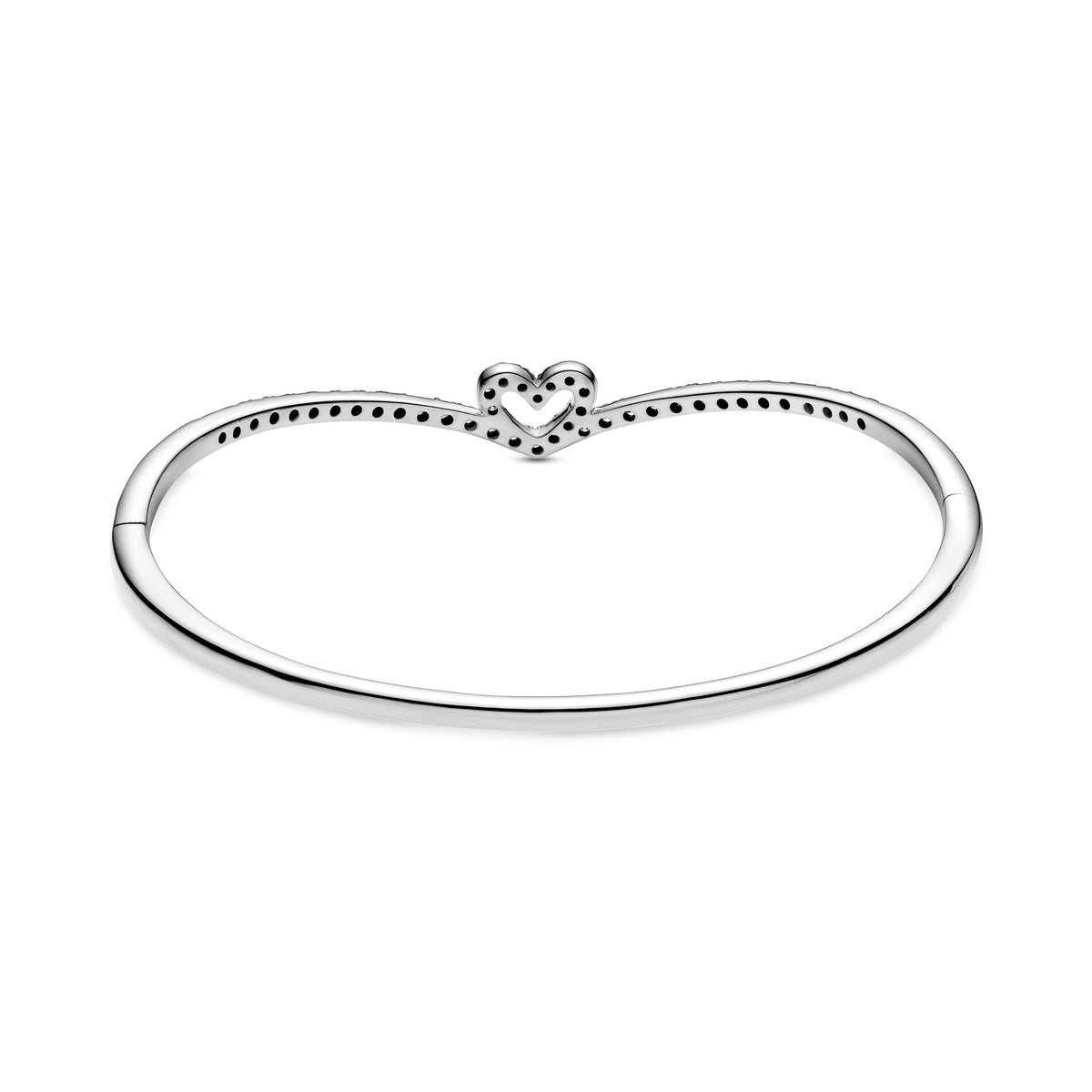 Pandora Bracelet Featuring Sparkling Wishbone Heart Bangle