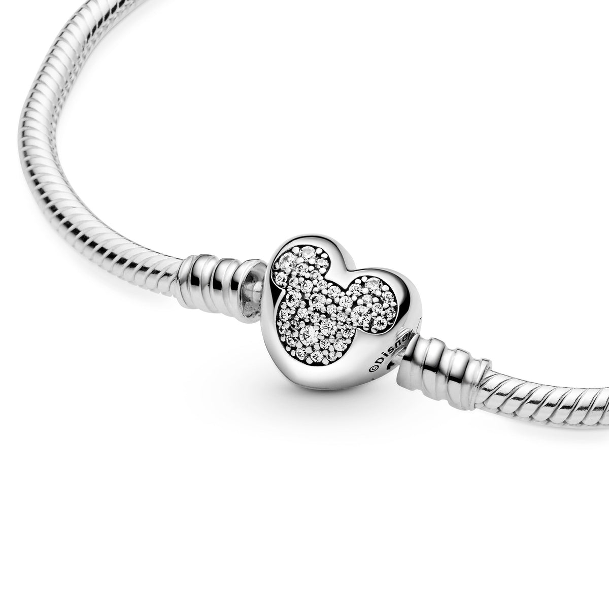 Pandora Disney Moments Mickey Mouse Heart Clasp Snake Chain Bracelet