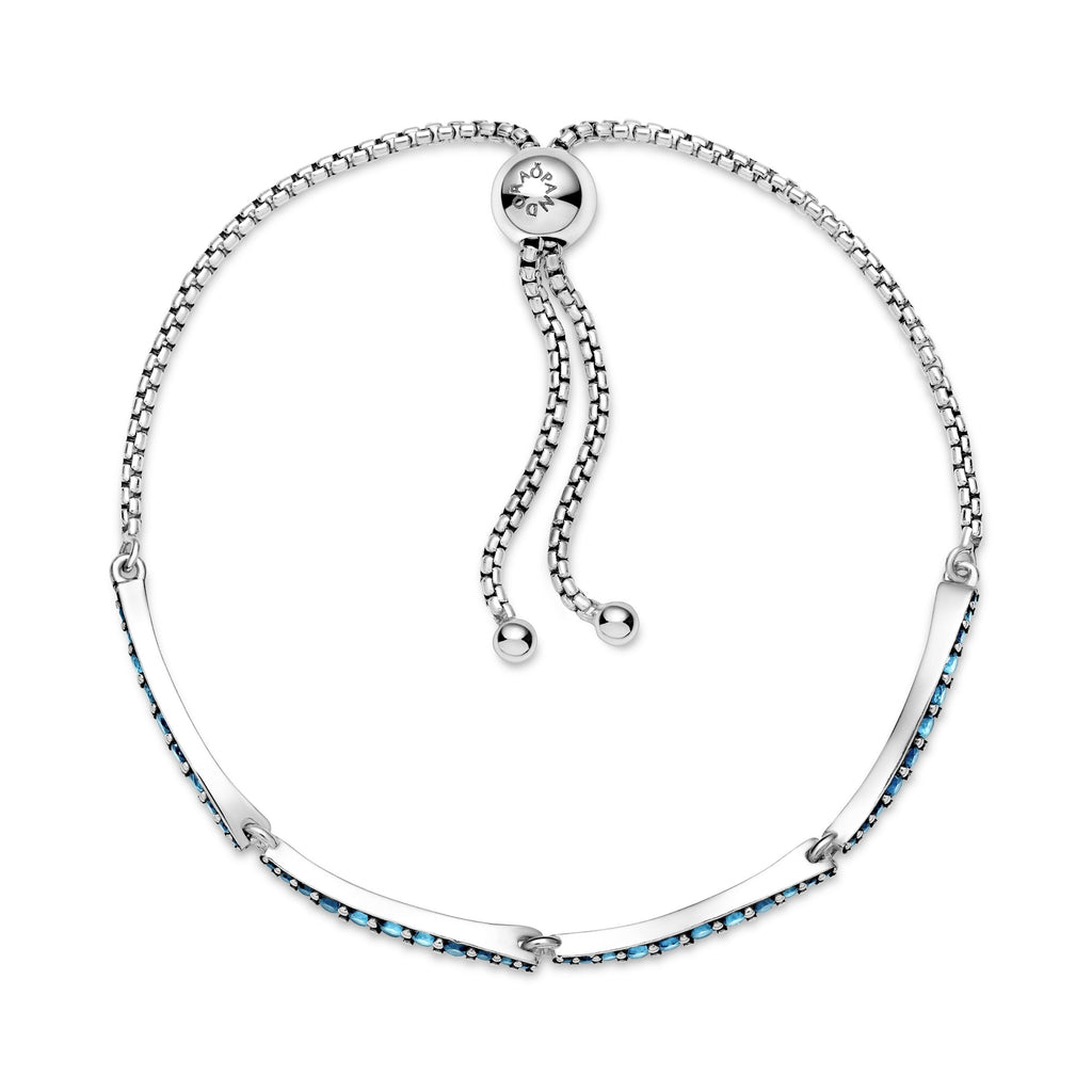 Pandora Bracelet Featuring Blue Wavy Slider
