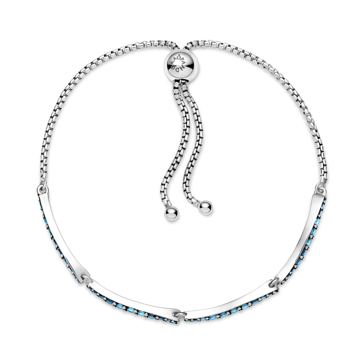 Pandora Bracelet Featuring Blue Wavy Slider