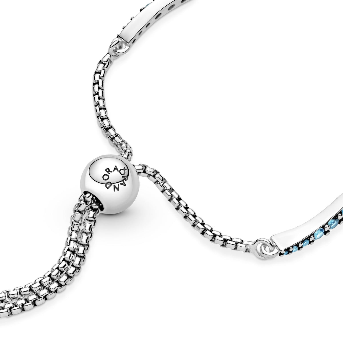 Pandora Bracelet Featuring Blue Wavy Slider