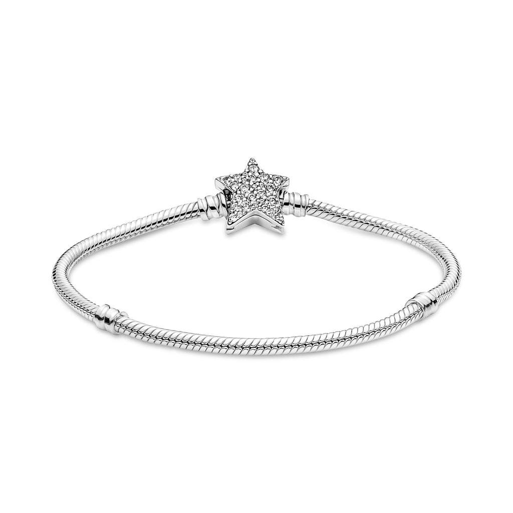 Pandora Bracelet Featuring Moments Asymmetric Star Clasp Snake Chain