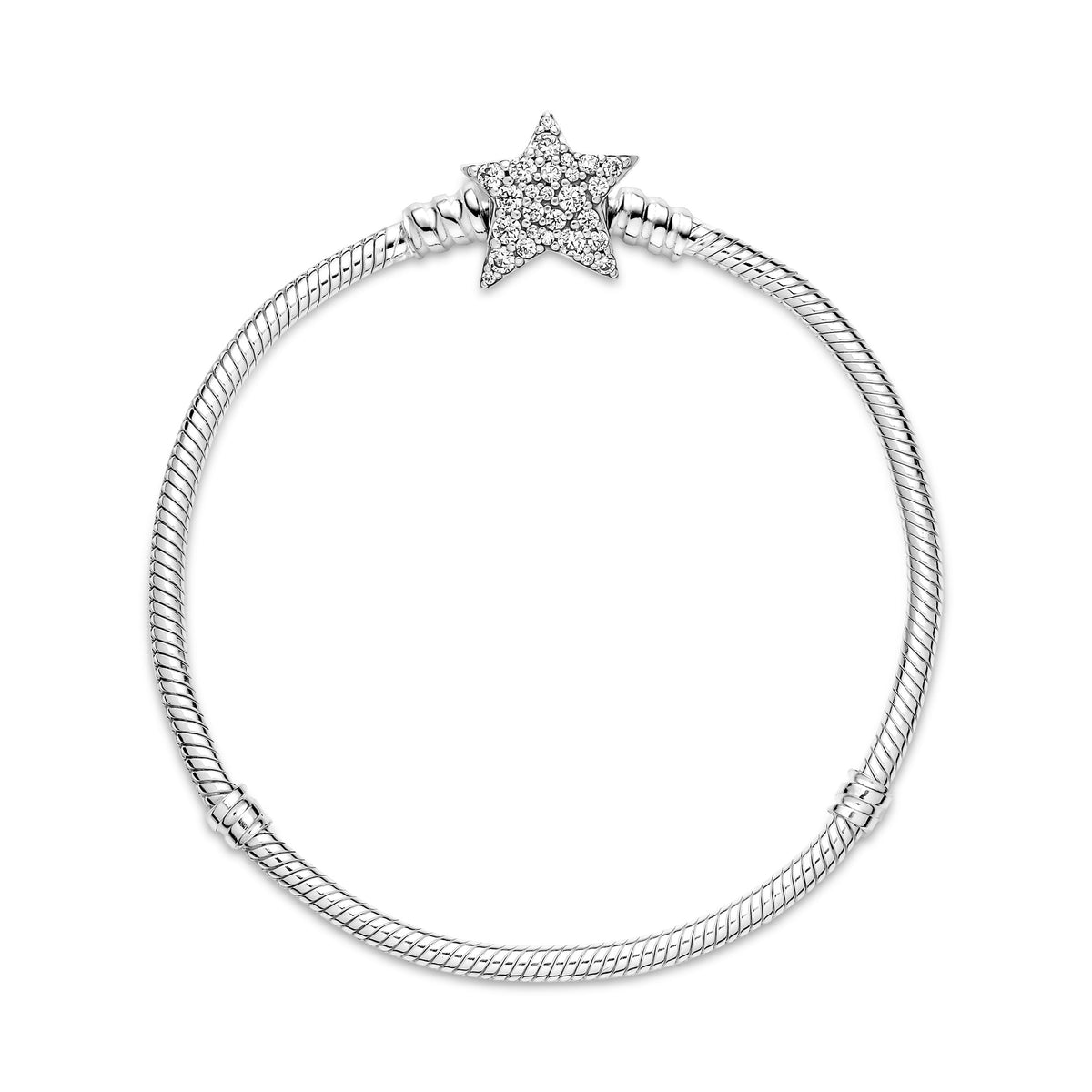 Pandora Bracelet Featuring Moments Asymmetric Star Clasp Snake Chain