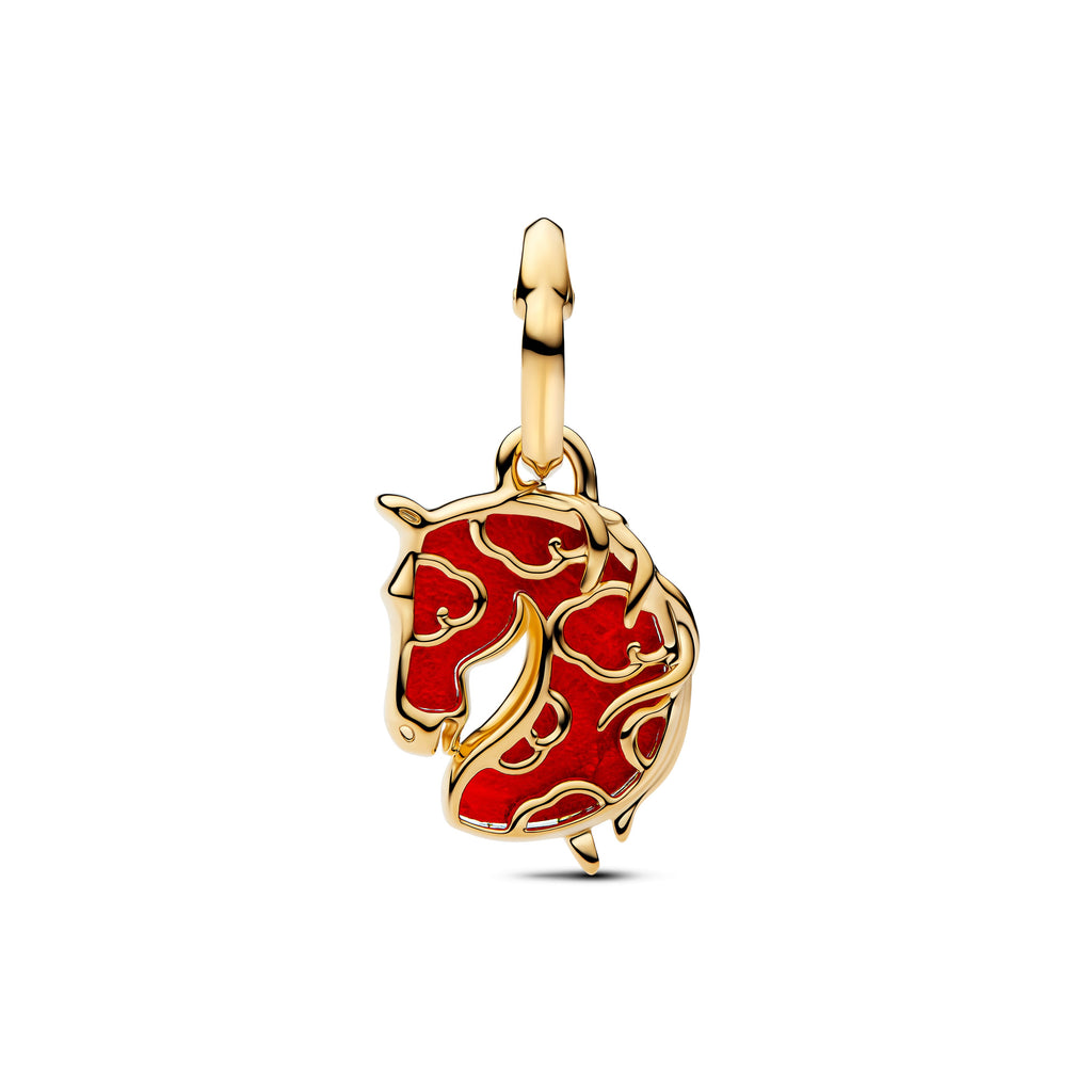 Pandora Charm Featuring Red Fire Horse Murano Glass Dangle