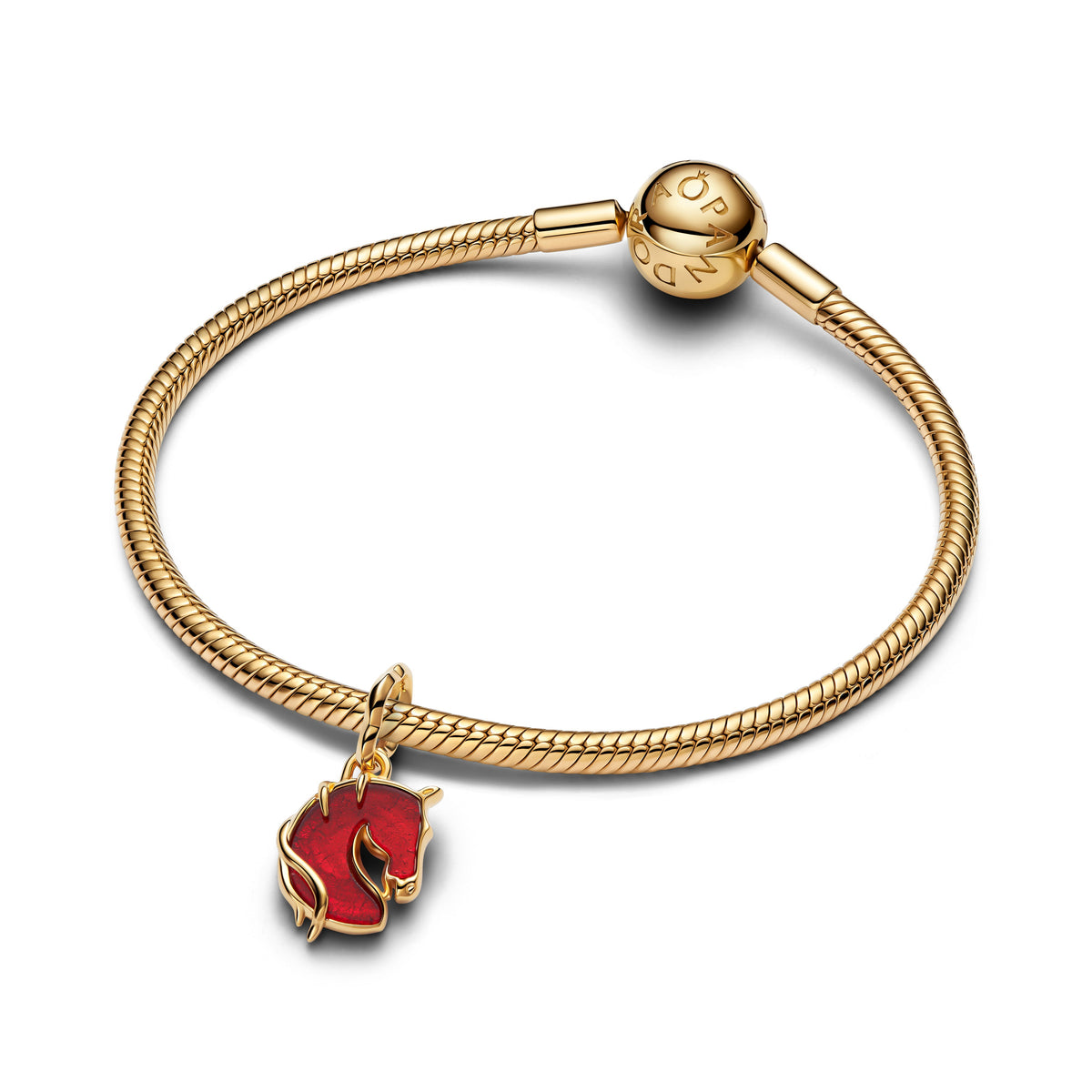 Pandora Charm Featuring Red Fire Horse Murano Glass Dangle