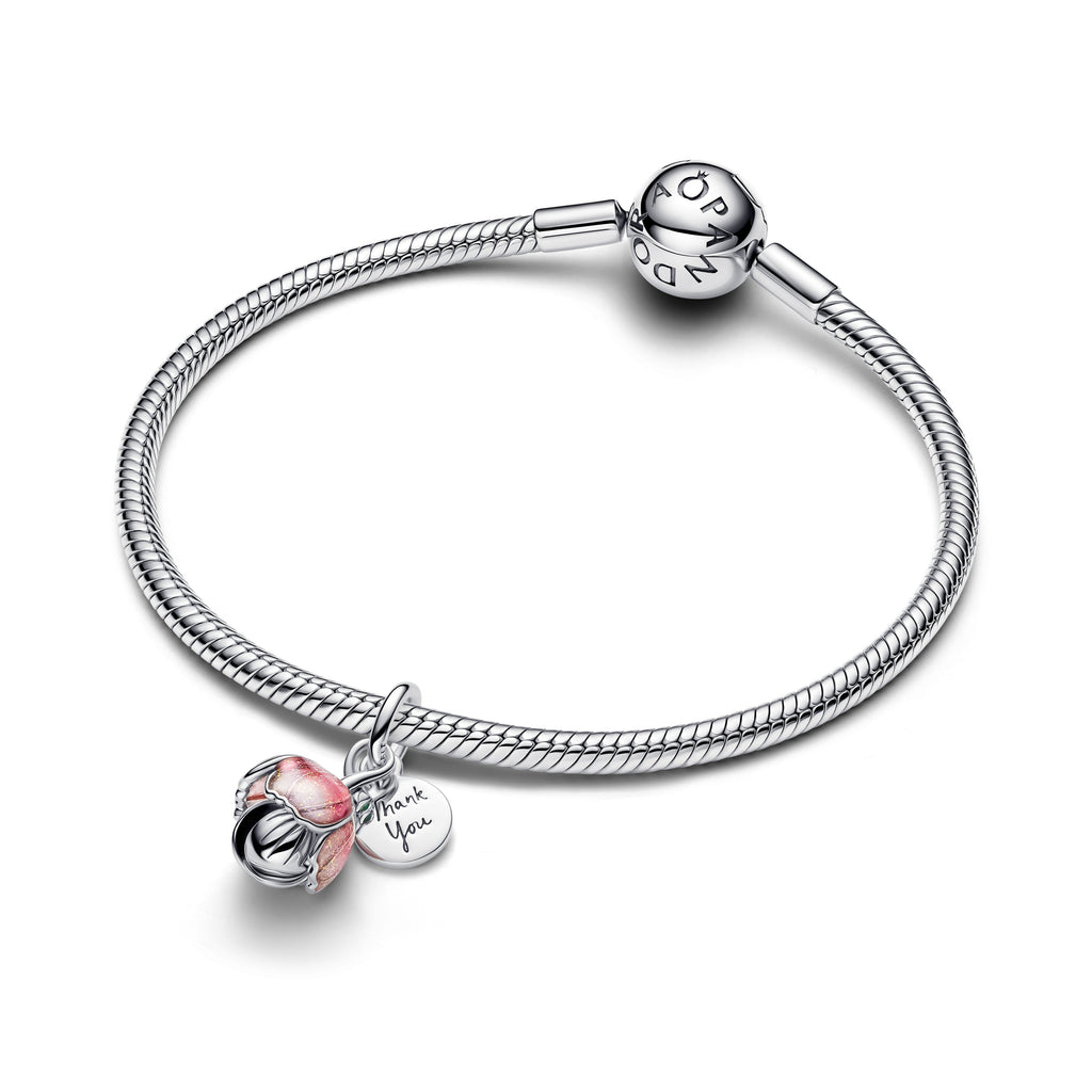 Pandora Charm Featuring Two-Tone Blooming Flower Dangle