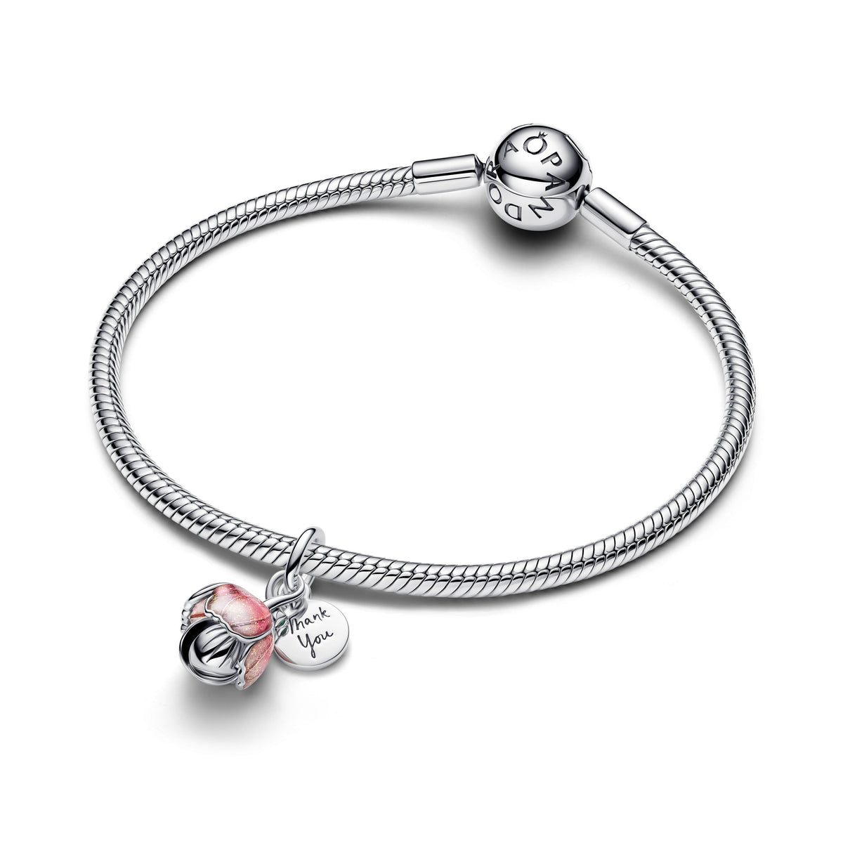 Pandora Charm Featuring Two-Tone Blooming Flower Dangle