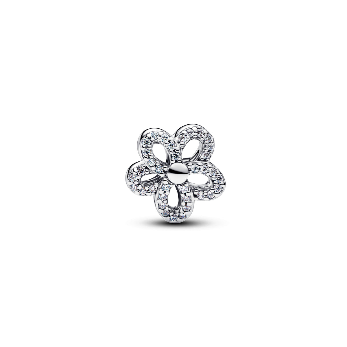 Pandora Charm Featuring Pavé Flower Openwork