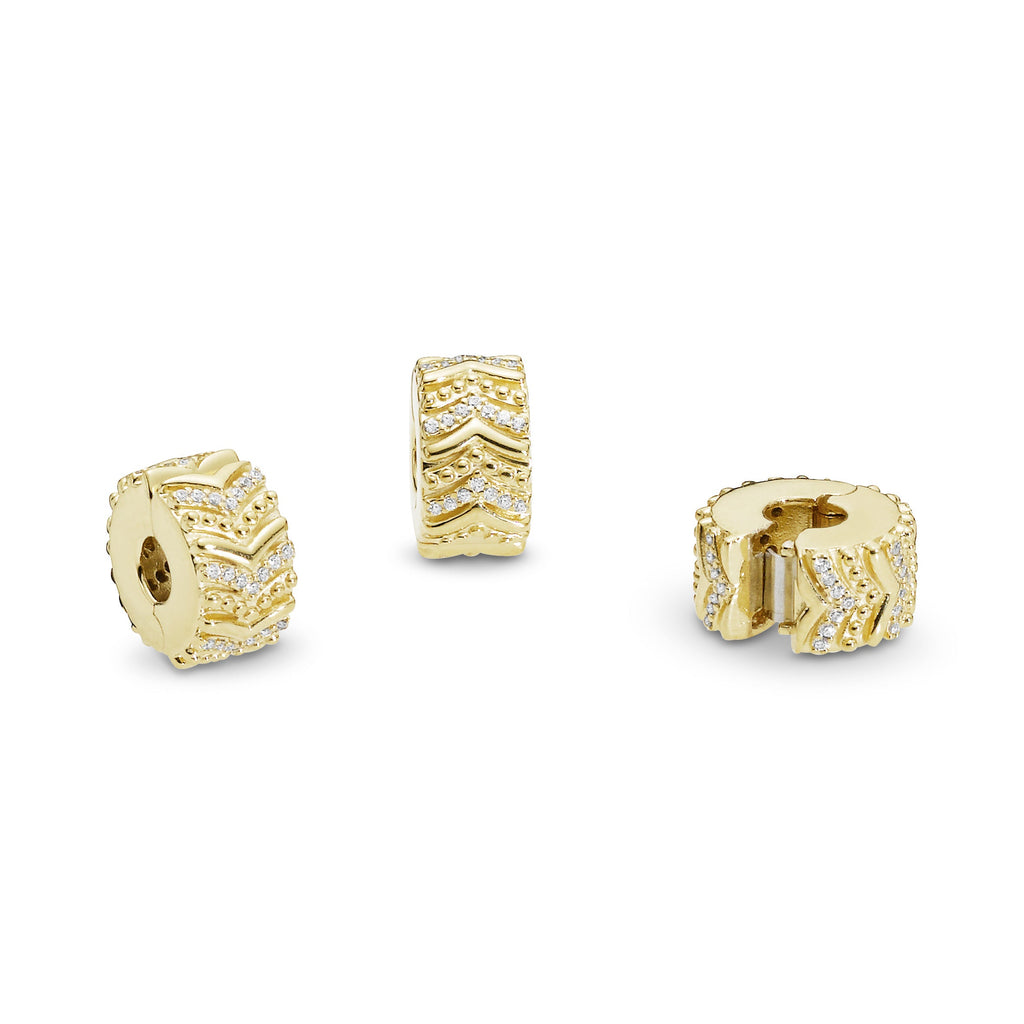 Pandora Charm Featuring Sparkling Wishbone Clip