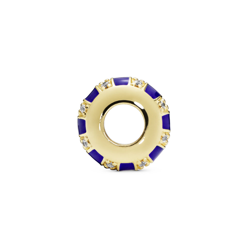 Pandora Charm Featuring Blue Stripes Spacer