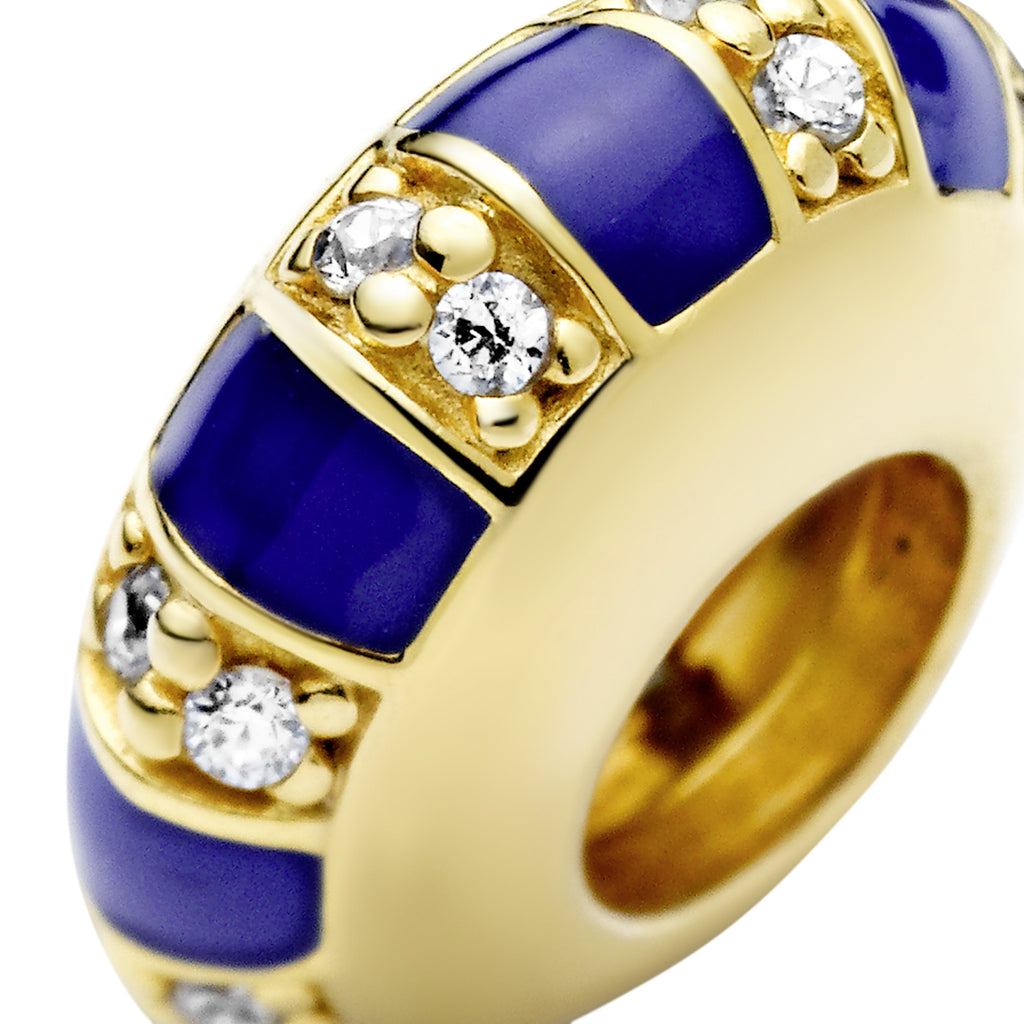 Pandora Charm Featuring Blue Stripes Spacer