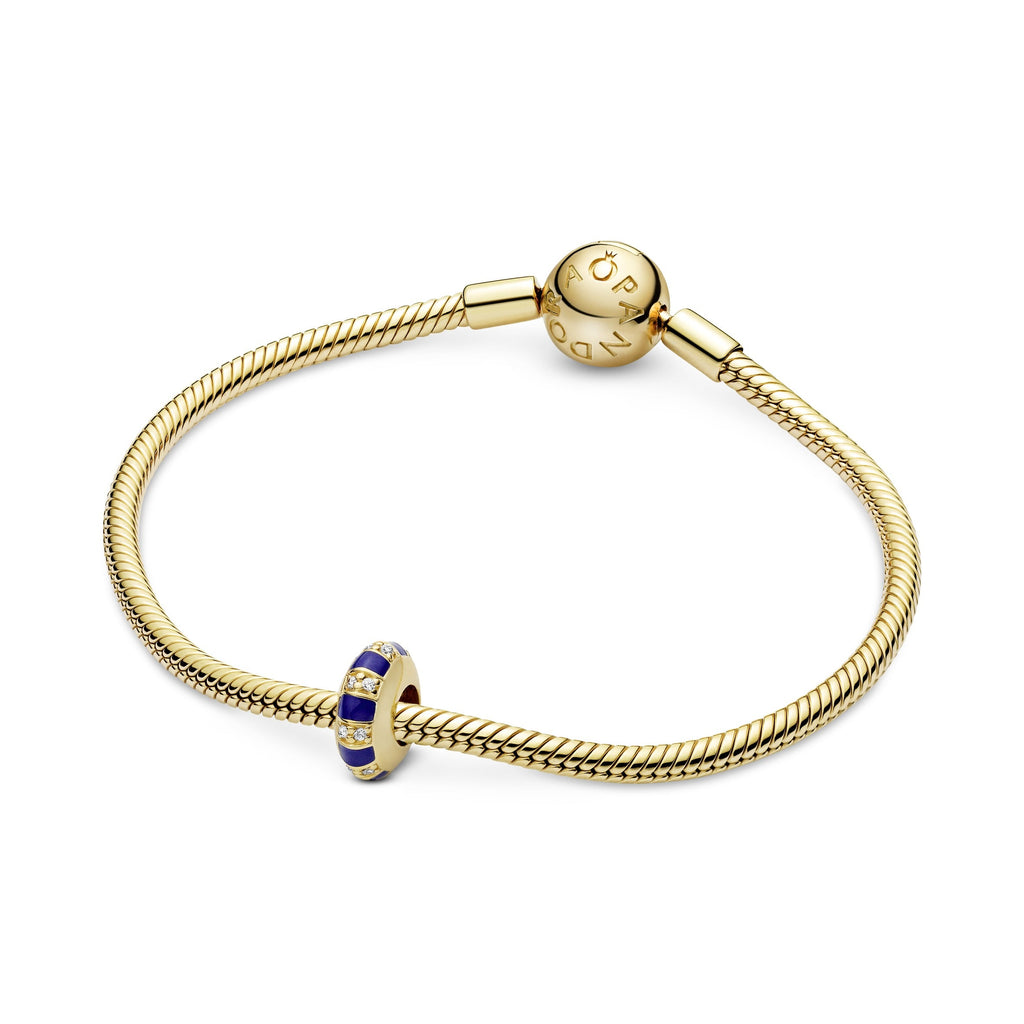 Pandora Charm Featuring Blue Stripes Spacer