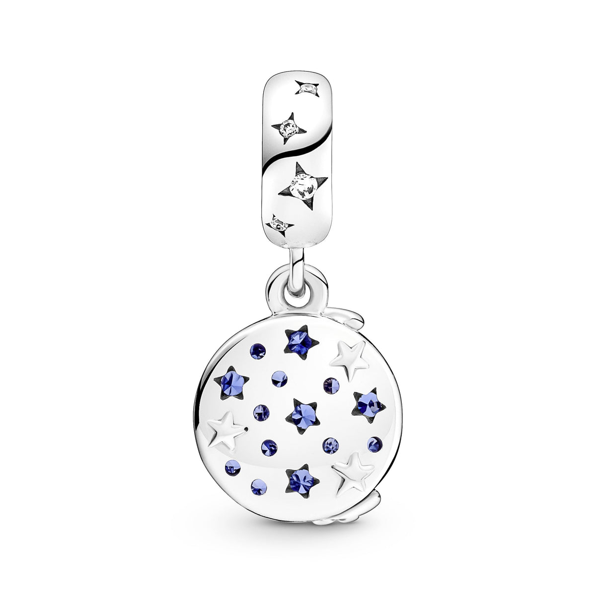 Pandora Charm Featuring Santa Claus On The Moon Double Dangle