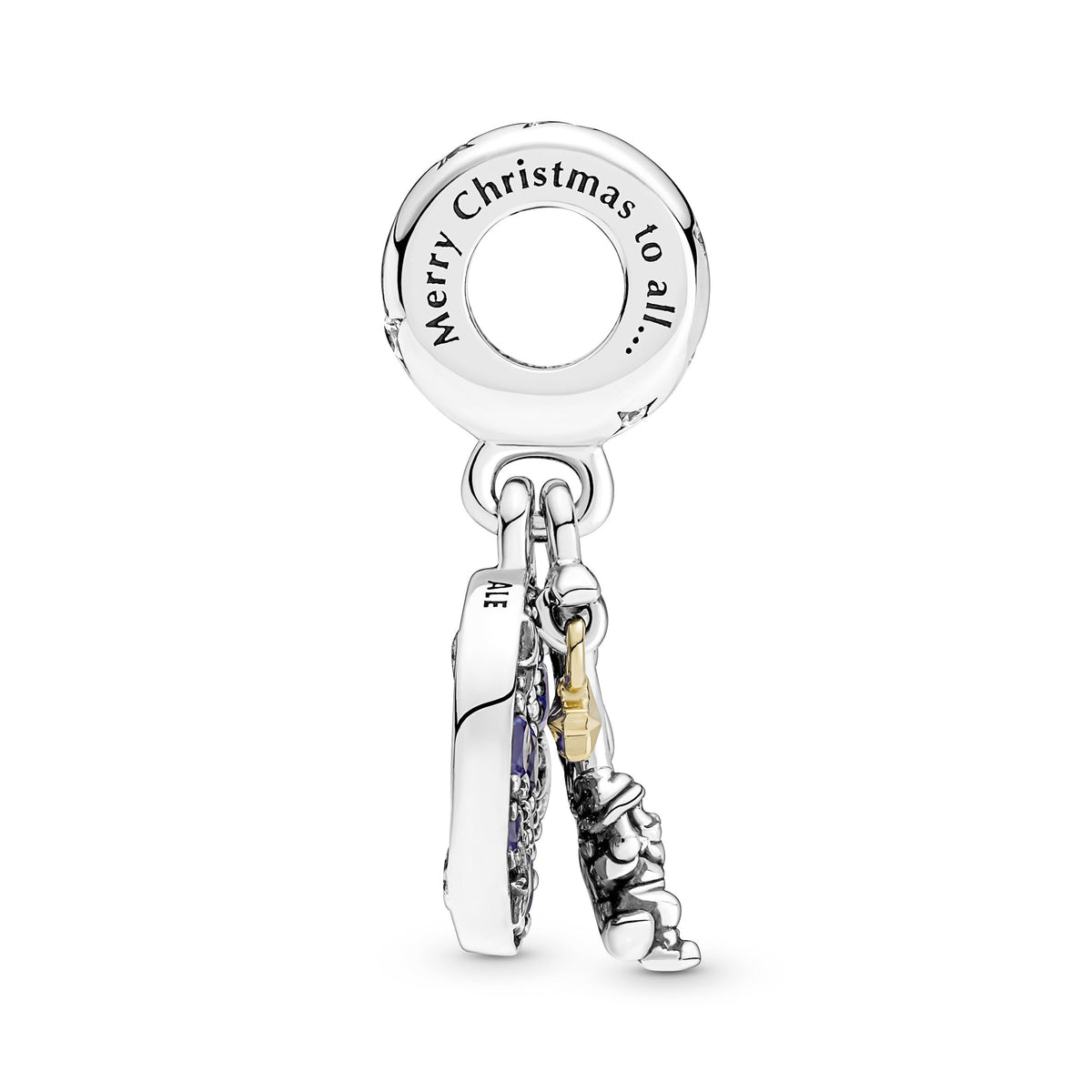 Pandora Charm Featuring Santa Claus On The Moon Double Dangle