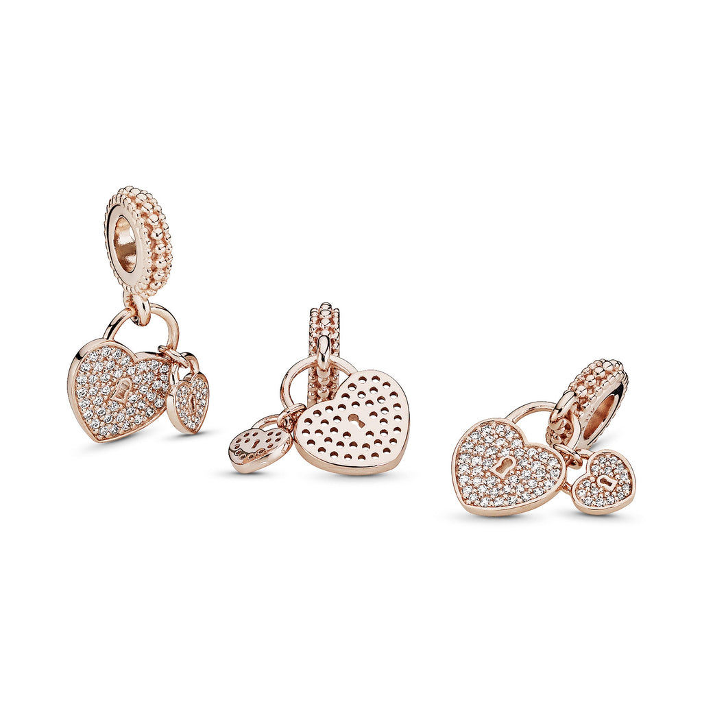 Pandora Pavé Heart Padlocks Dangle Charm