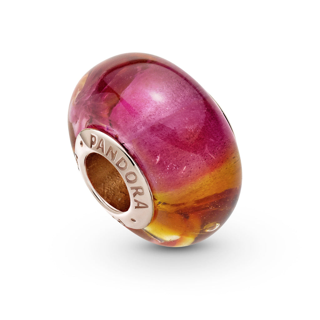 Pandora Jewelry Set Featuring Glittering Sunset Murano Glass