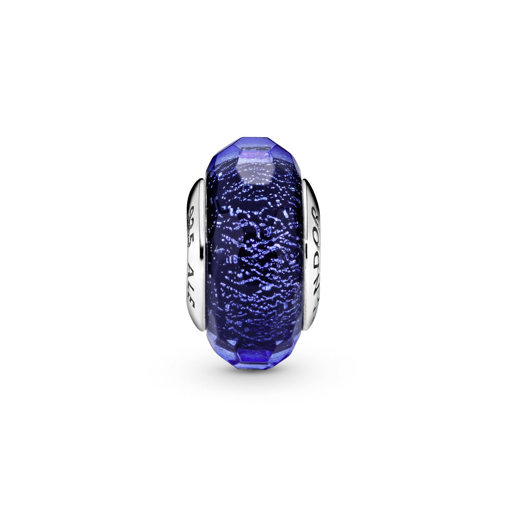 Pandora Charm Featuring Faceted Blue Murano Glass