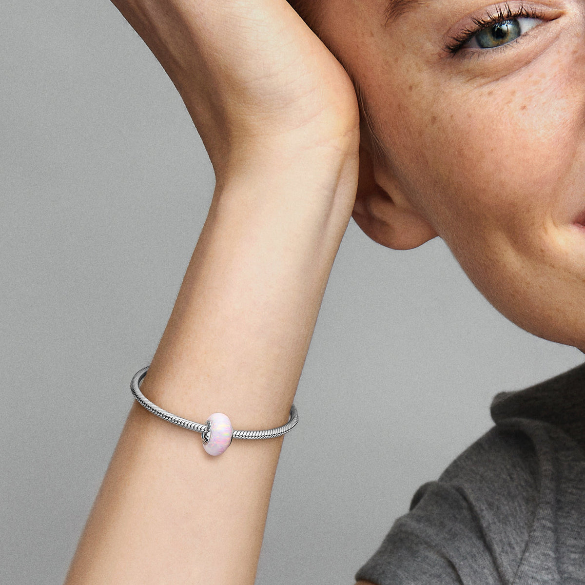 Pandora Charm Featuring Opalescent Pink