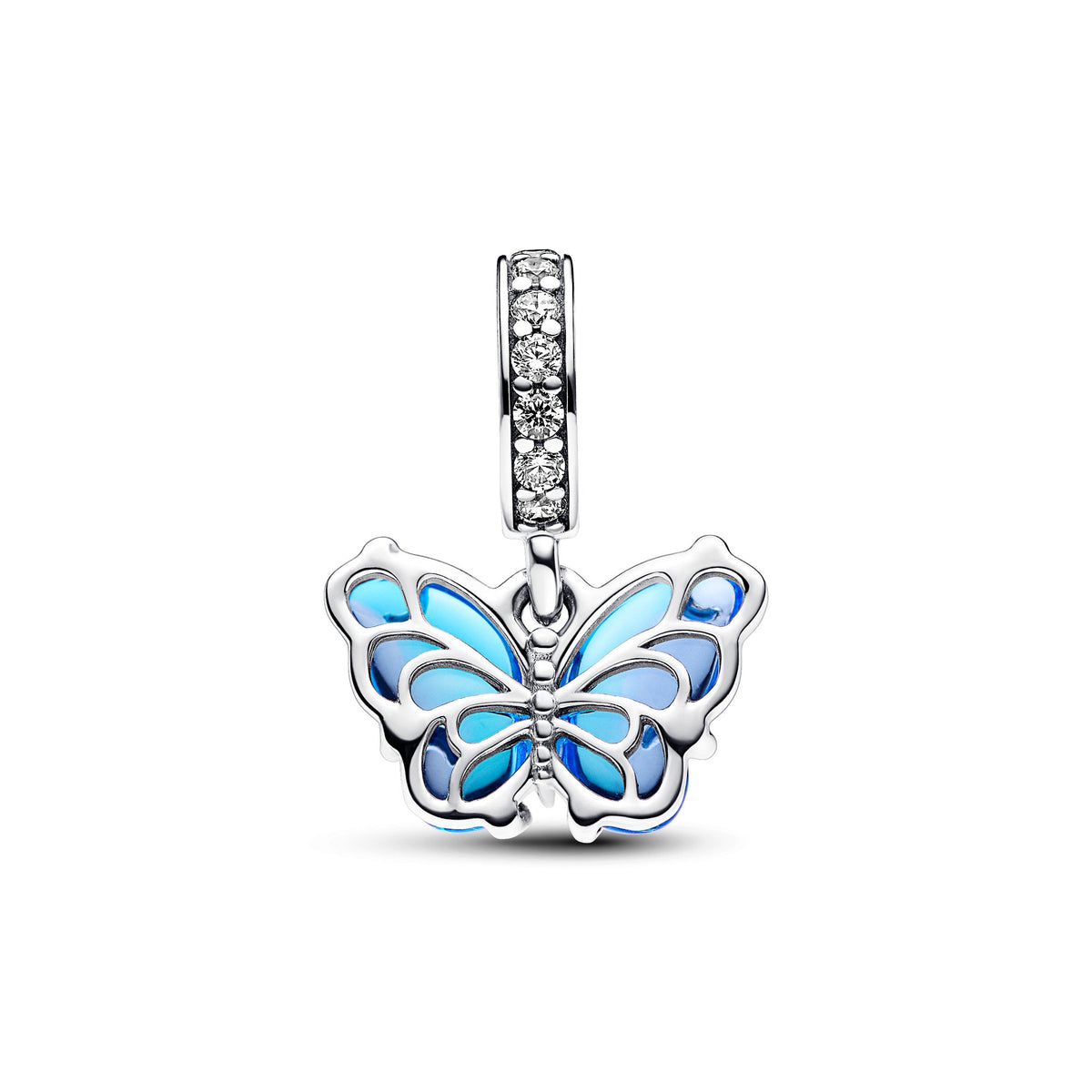 Pandora Charm Featuring Blue Murano Glass Butterfly Dangle