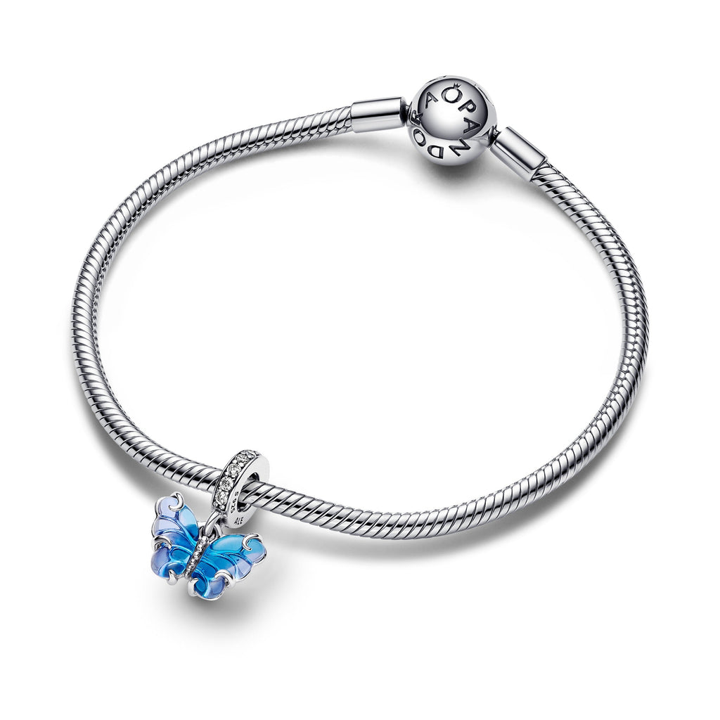 Pandora Charm Featuring Blue Murano Glass Butterfly Dangle