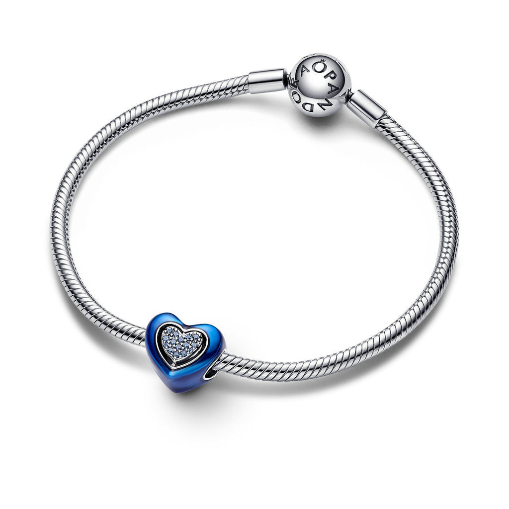 Pandora Charm Featuring Blue Spinnable Heart