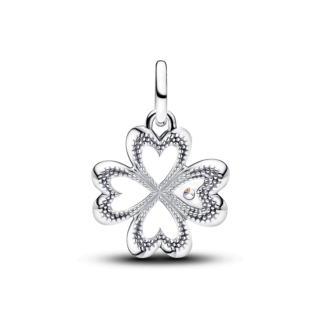Pandora Charm Featuring Heart Four-Leaf Clover Medallion