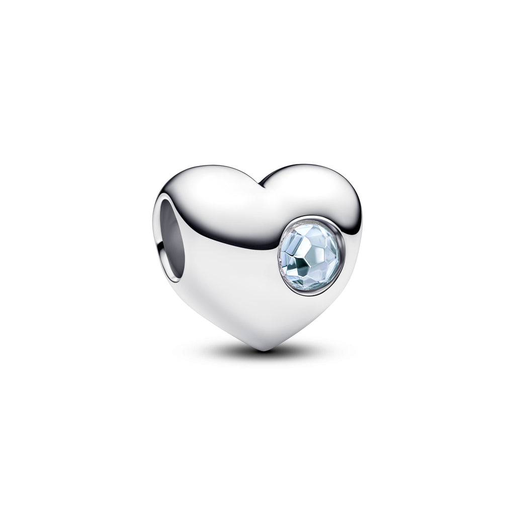 Engravable Sea Aqua Blue Stone Heart Charm