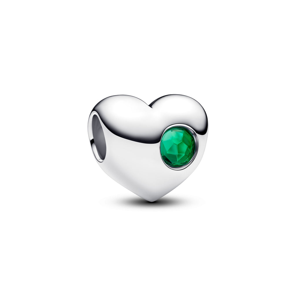 Engravable Green Stone Heart Charm