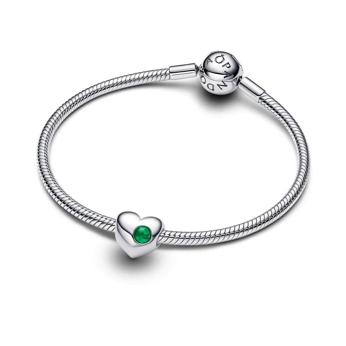 Pandora Charm Featuring Engravable Green Stone Heart