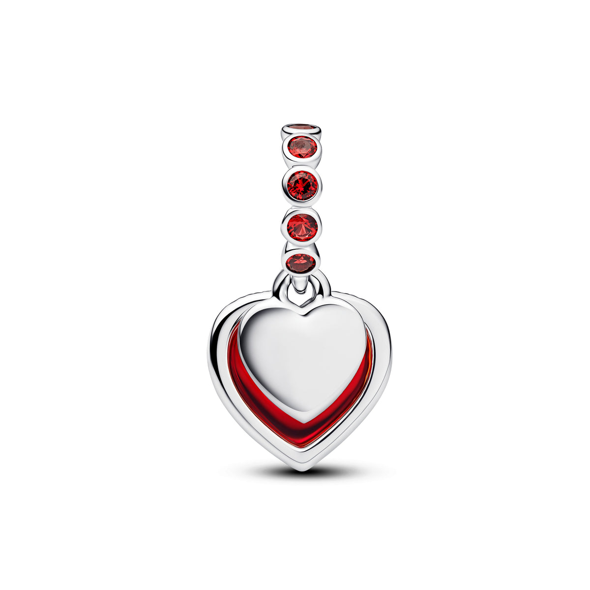 Pandora Charm Featuring Red Murano Glass Heart Double Dangle