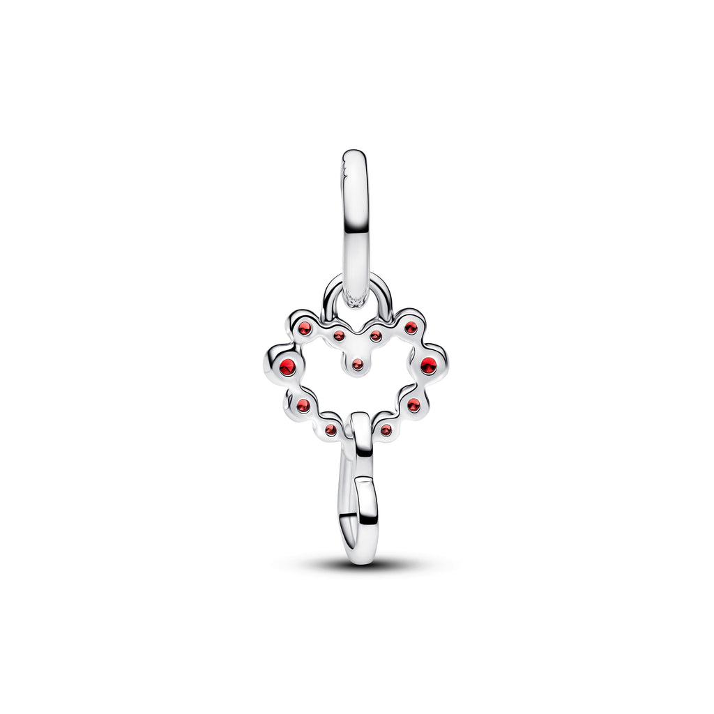 Pandora Charm Featuring Connected Hearts & Red Stones Dangle