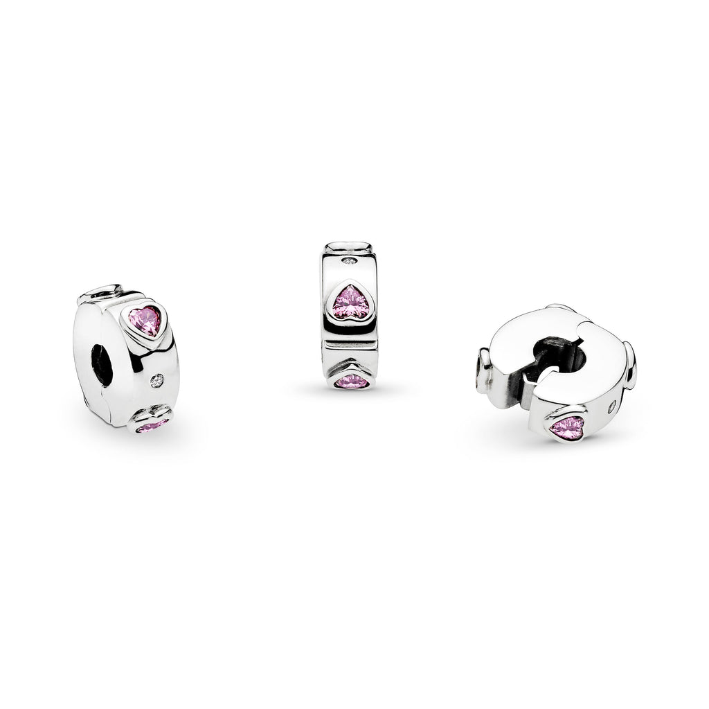 Pandora Charm Featuring Sparkling Pink Hearts Clip