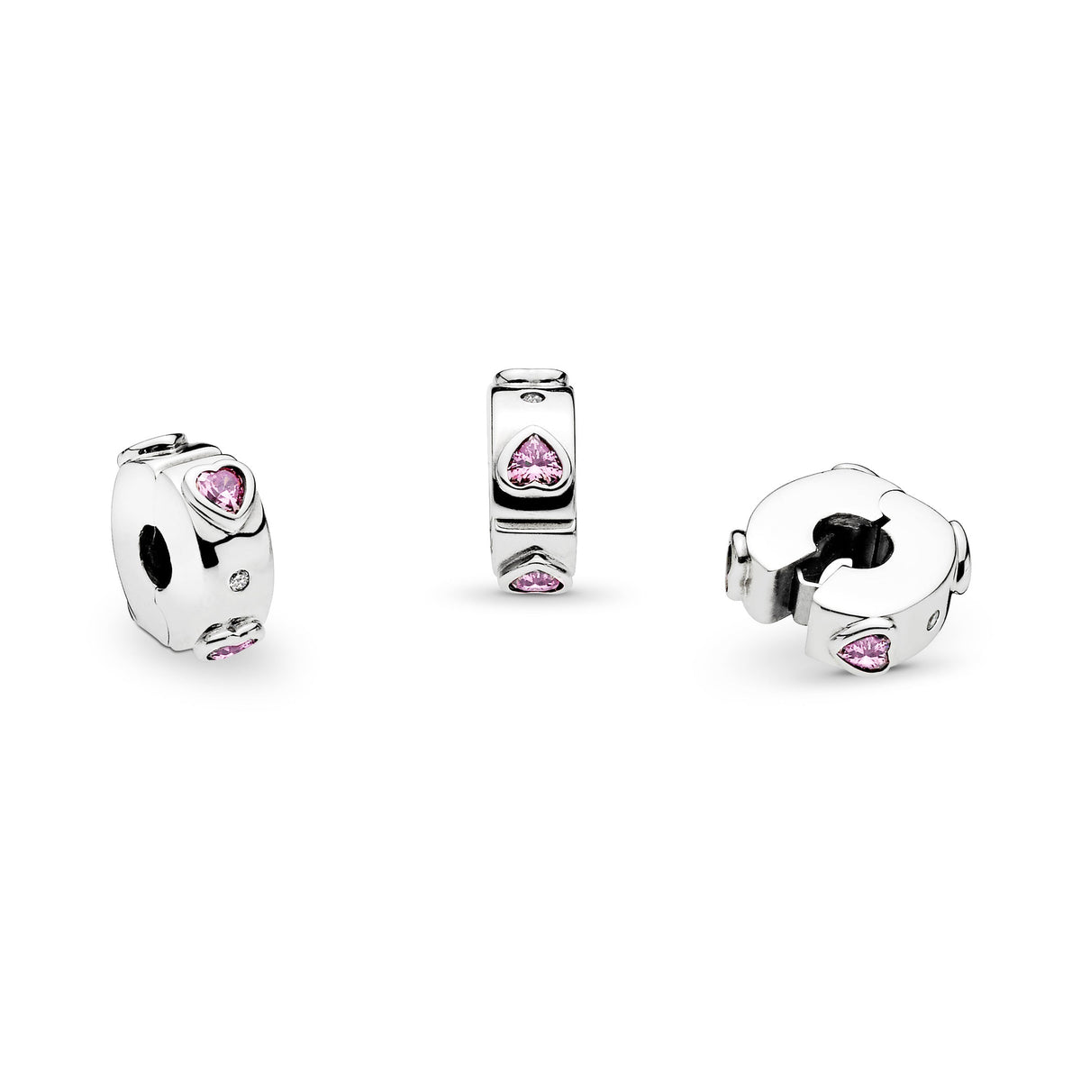 Pandora Charm Featuring Sparkling Pink Hearts Clip